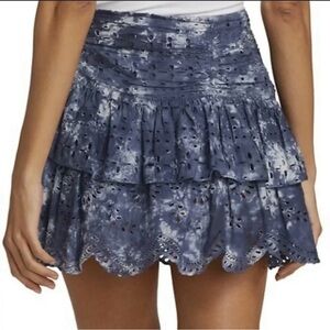 LoveShackFancy Blue and White Bubble Mini Skirt